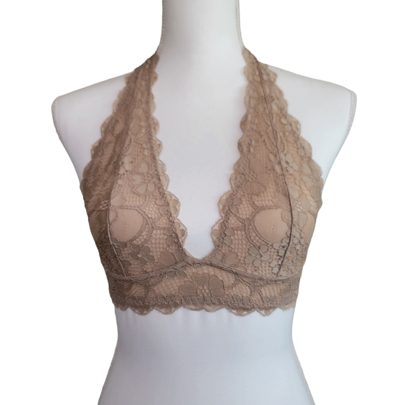 Free People Other - Intimately Free People Galloon Lace Halter Bralette in Tan or Nude